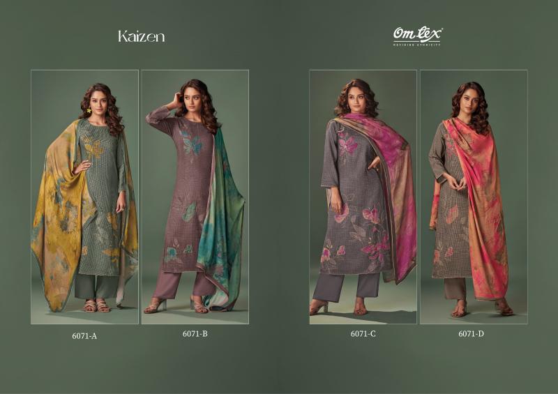 Omtex Kaizen Digital Printed Pashmina With Hand Work Salwar Kameez Wholesale Catalog