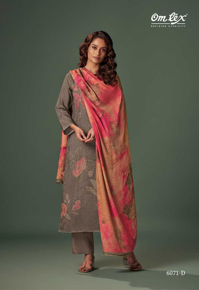 Omtex Kaizen Digital Printed Pashmina With Hand Work Salwar Kameez Wholesale Catalog