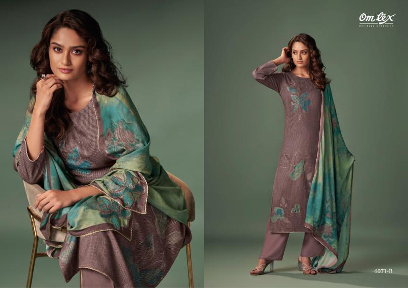 Omtex Kaizen Digital Printed Pashmina With Hand Work Salwar Kameez Wholesale Catalog