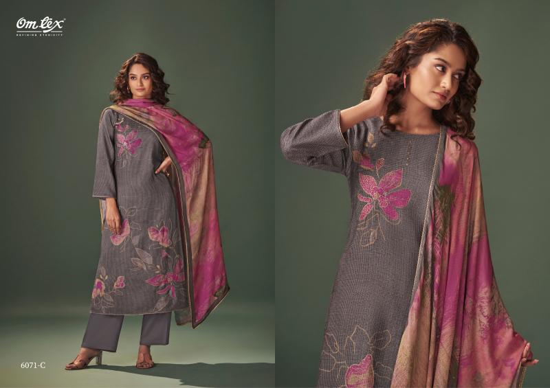 Omtex Kaizen Digital Printed Pashmina With Hand Work Salwar Kameez Wholesale Catalog