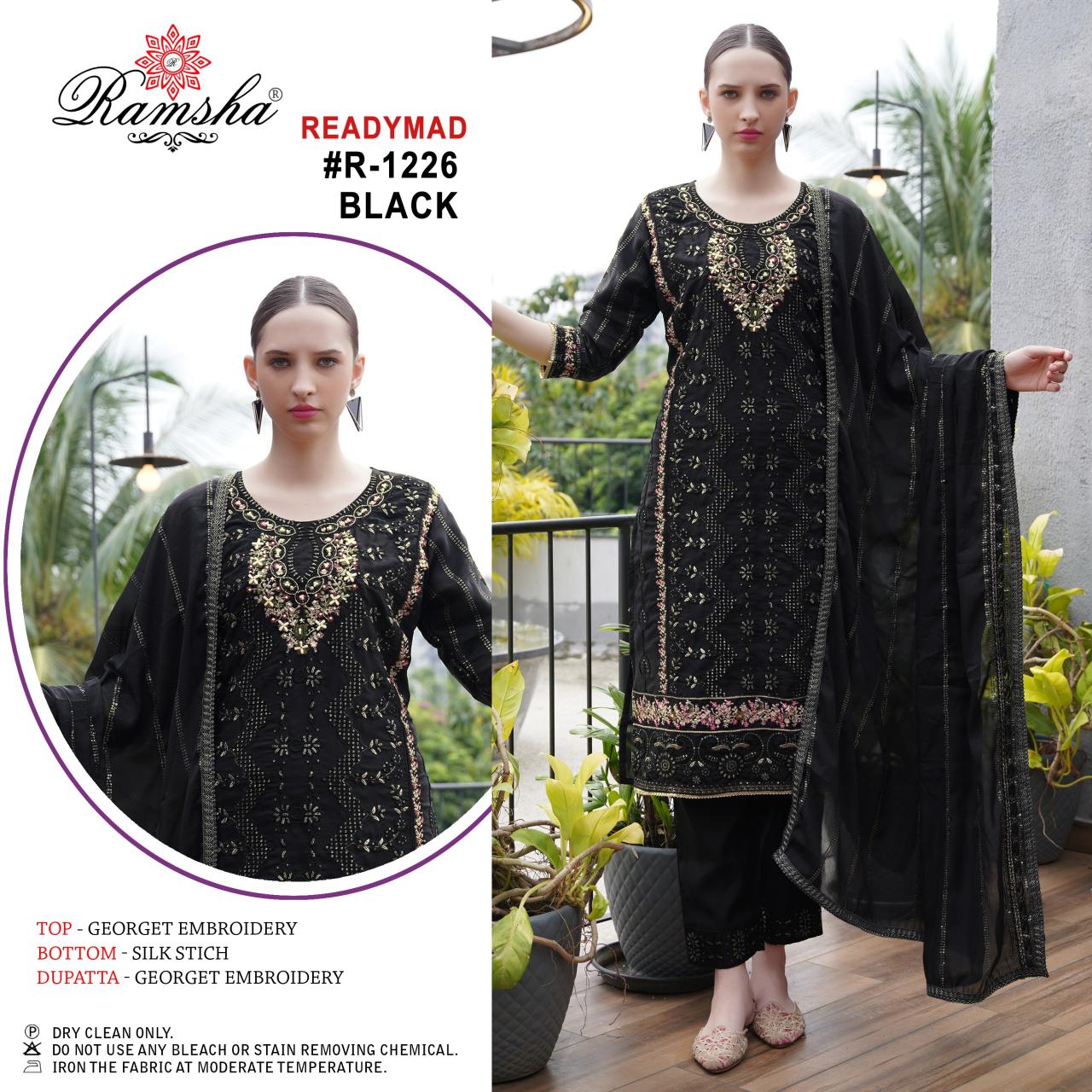 Ramsha R 1226 Cream And Black Ready Made Pakistani Suits Wholesale Catalog