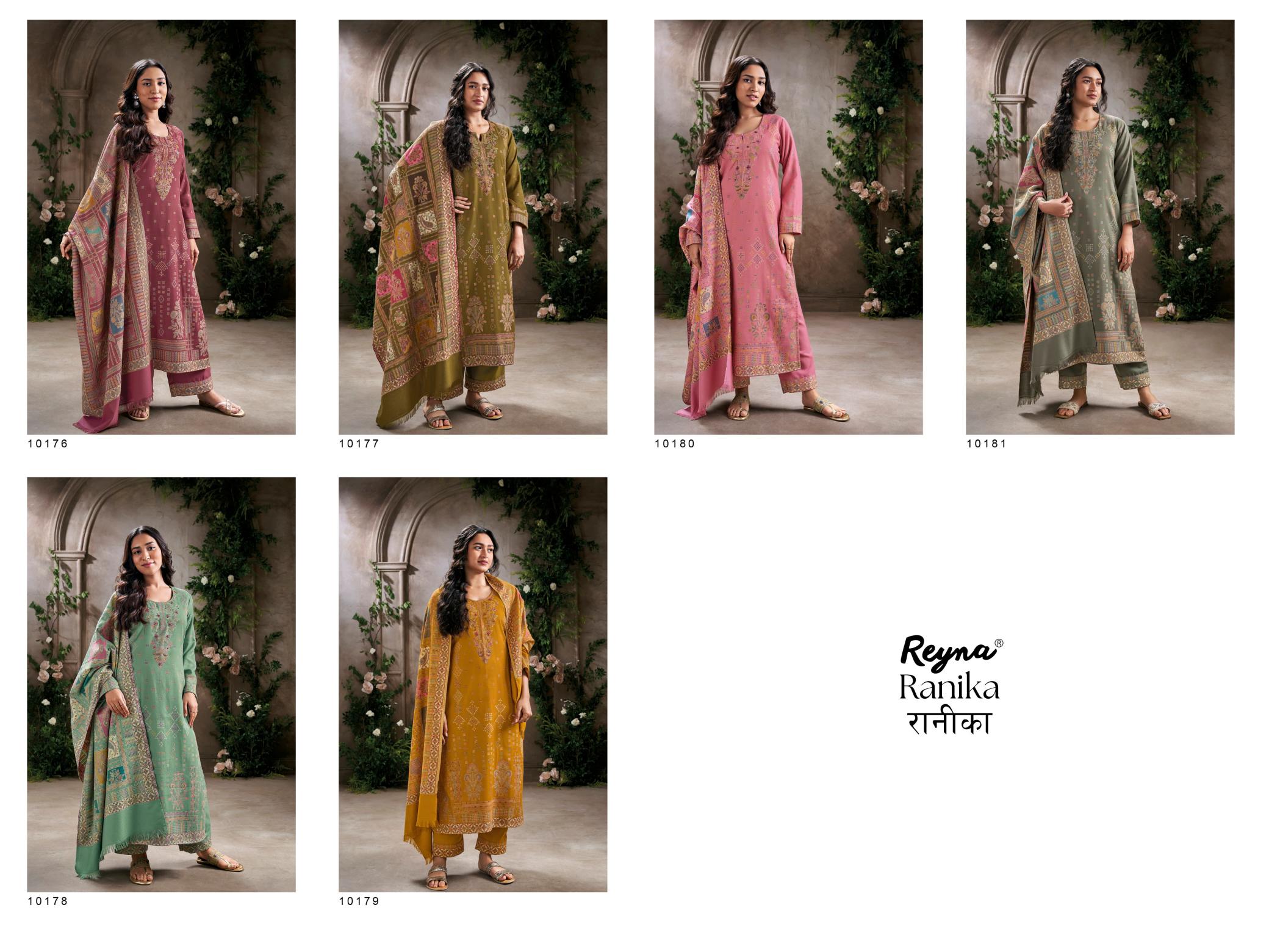 Reyna Ranika Pure Pashmina Jaquard Salwar Kameez Wholesale Catalog