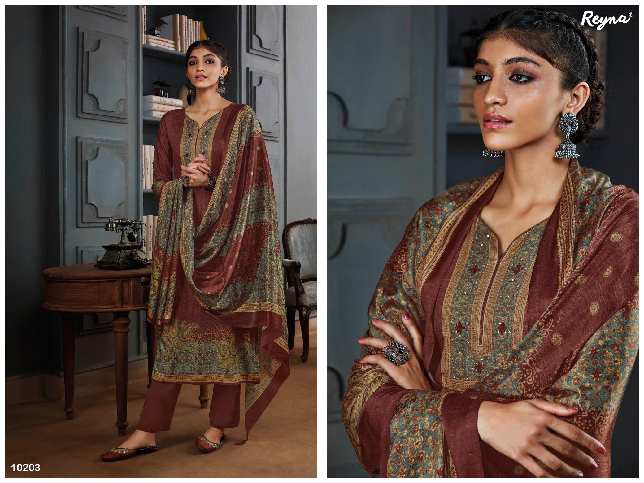 Reyna Sakhi Hits Pure Pashmina Salwar Kameez Wholesale Catalog