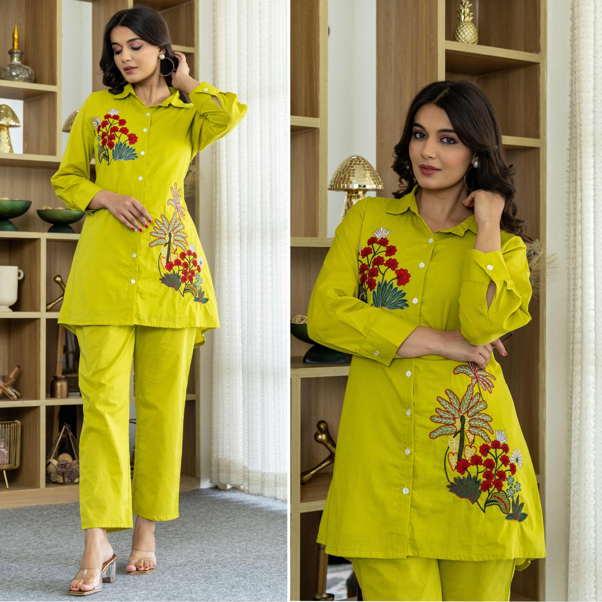 Sabella Cotton Palm Embroidery Co-ord Set Wholesale Catalog