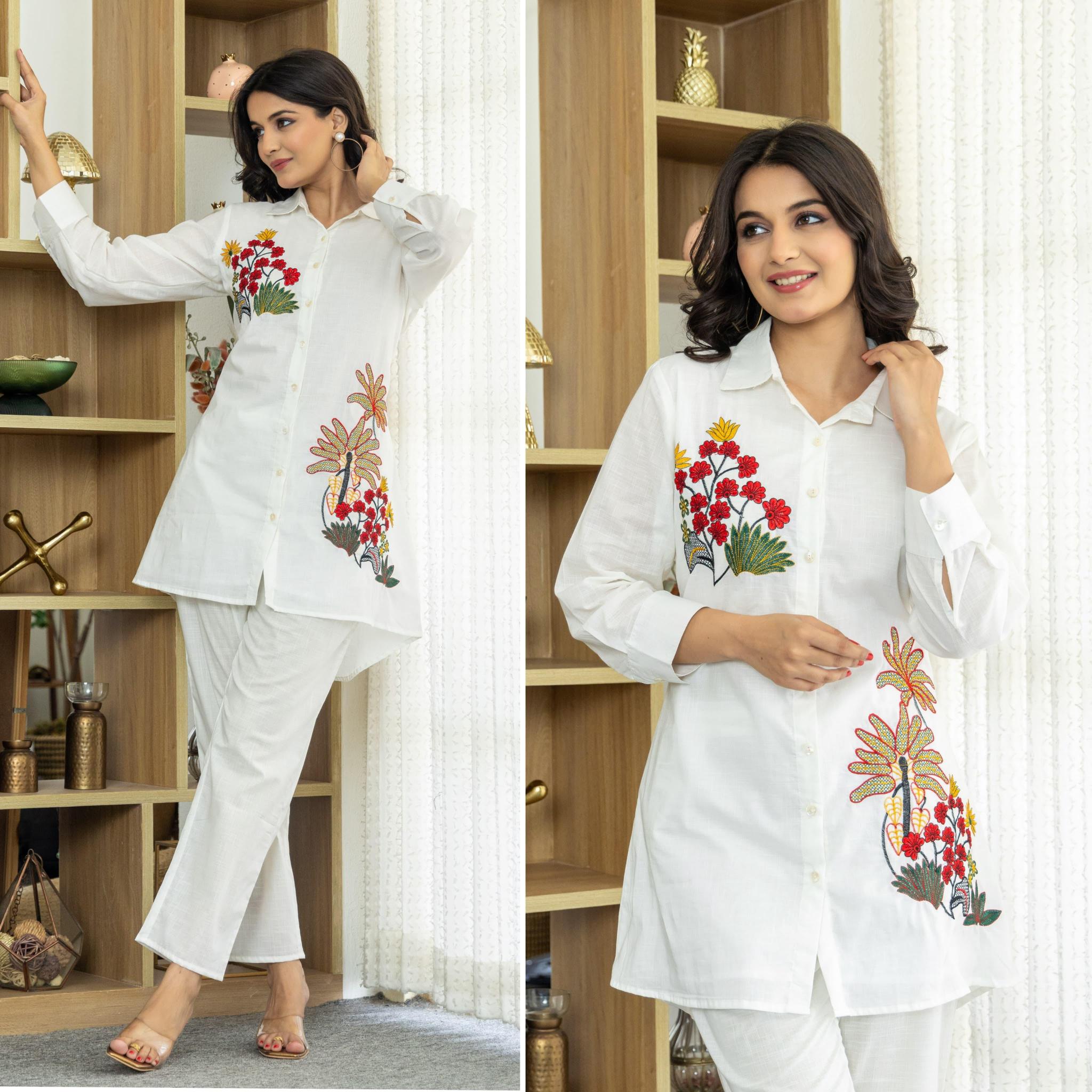 Sabella Cotton Palm Embroidery Co-ord Set Wholesale Catalog