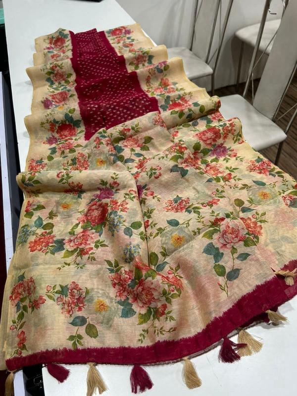 Sabella Linen Digital Print saree online india