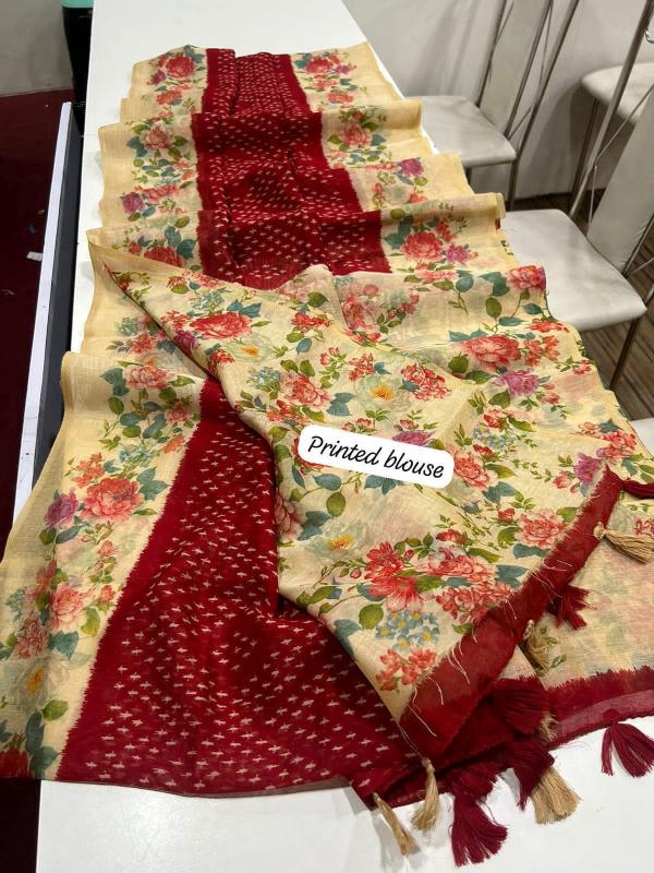 Sabella Linen Digital Print saree online india