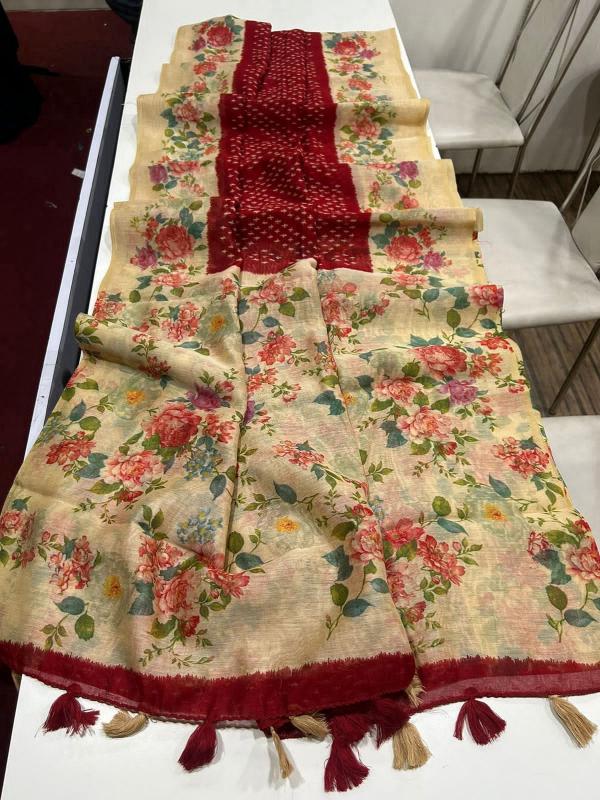 Sabella Linen Digital Print saree online india