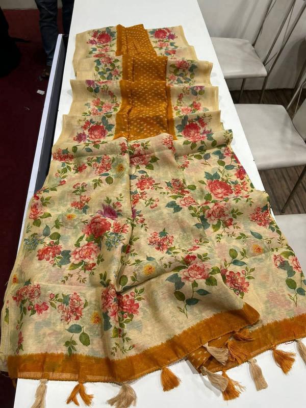 Sabella Linen Digital Print saree online india