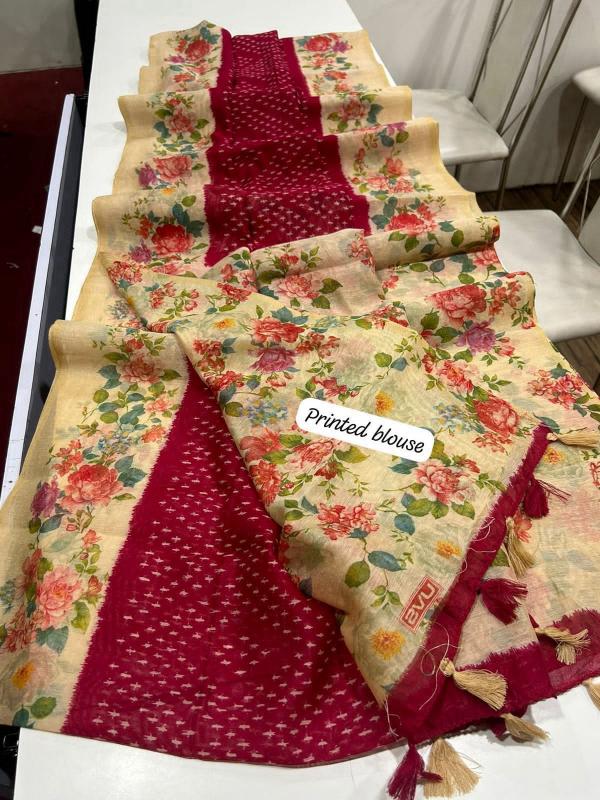 Sabella Linen Digital Print saree online india