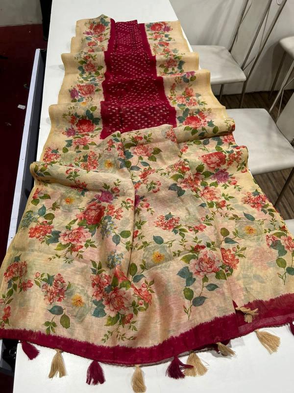 Sabella Linen Digital Print saree online india