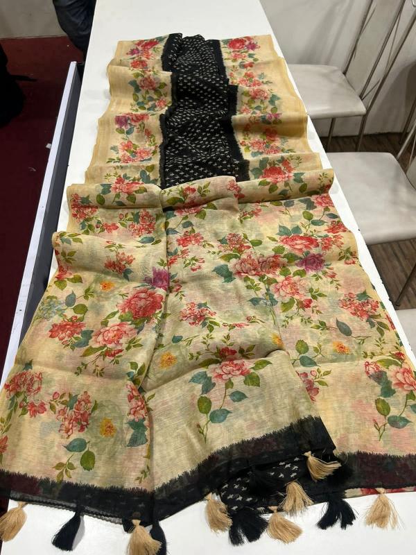 Sabella Linen Digital Print saree online india