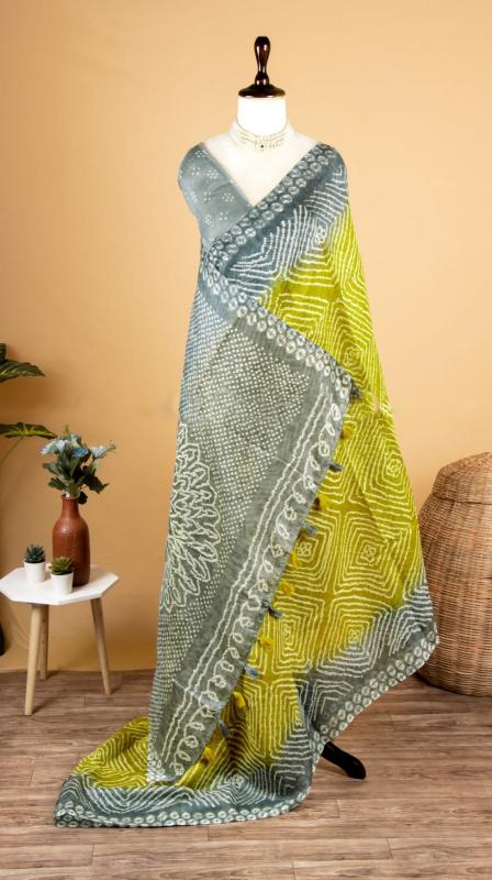 Sabella printed flowing soft linen cotton sarees india