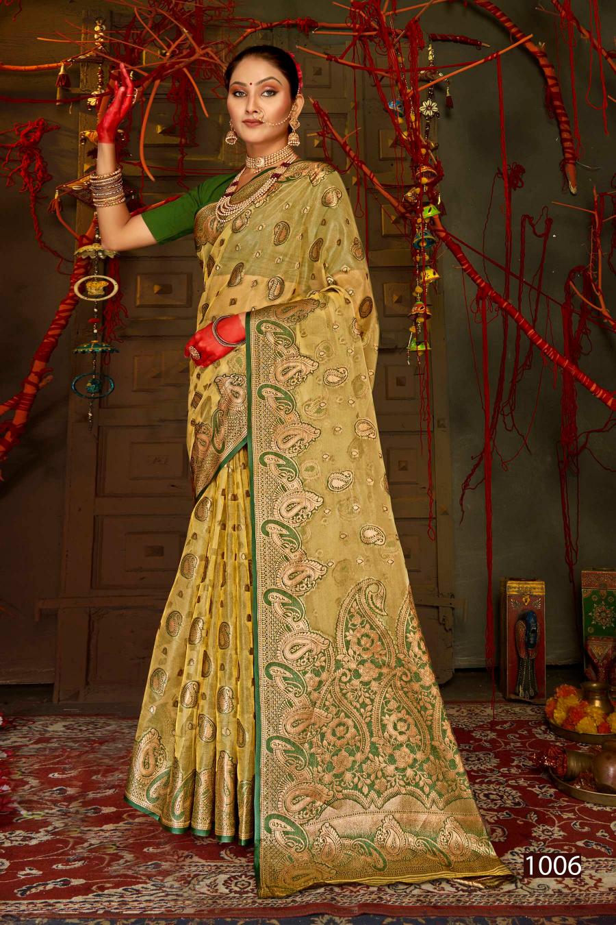 Saroj Red Chilly Tissue vol.4 Tissue organza silk saree  in surat with price wholesale