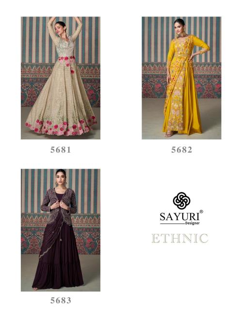Sayuri Ethnic Chinon Silk Designer Indo Western Dress Wholesale Catalog