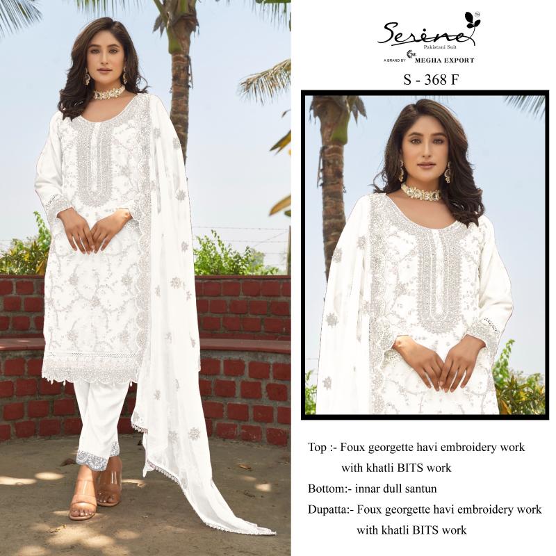SERINE S 368 EF Fox Georgette Heavy Embroidery Pakistani Suits Wholesale Catalog