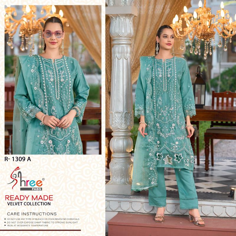 Shree Fabs 1309 ABCD organza embrodairy Salwar Kameez Wholesale catalog