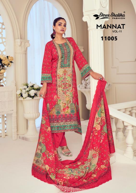 Shree Shalika Mannat Vol 11 Cotton Lawn Digital Print with Emboridery Salwar Kameez Wholesale Catalog