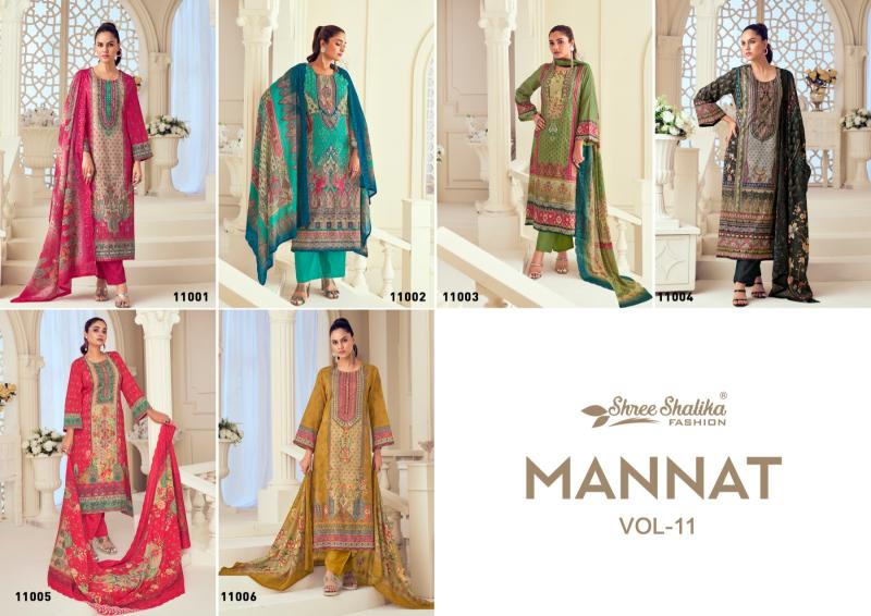 Shree Shalika Mannat Vol 11 Cotton Lawn Digital Print with Emboridery Salwar Kameez Wholesale Catalog