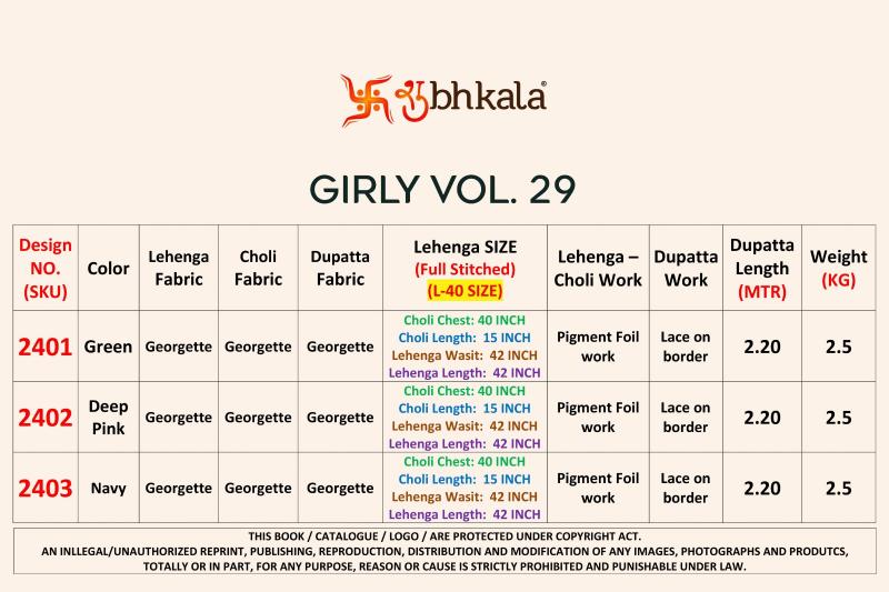 Shubhkala Girly Vol 29 surat wholesale designer georgette lehenga choli
