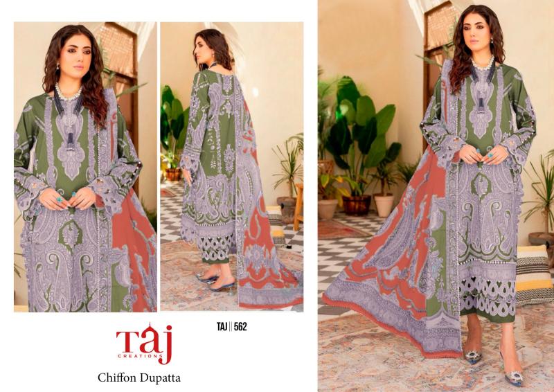Taj 561 Hit Design Chiffon Dupatta Pakistani Suits Wholesale Catalog