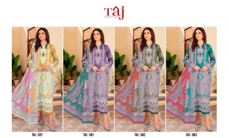 Taj 561 Hit Design Chiffon Dupatta Pakistani Suits Wholesale Catalog