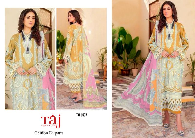 Taj 561 Hit Design Chiffon Dupatta Pakistani Suits Wholesale Catalog
