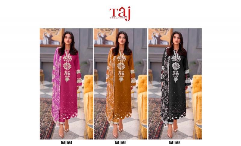 Taj 564 To 566 Chiffon Dupatta Pakistani Suits Wholesale Catalog