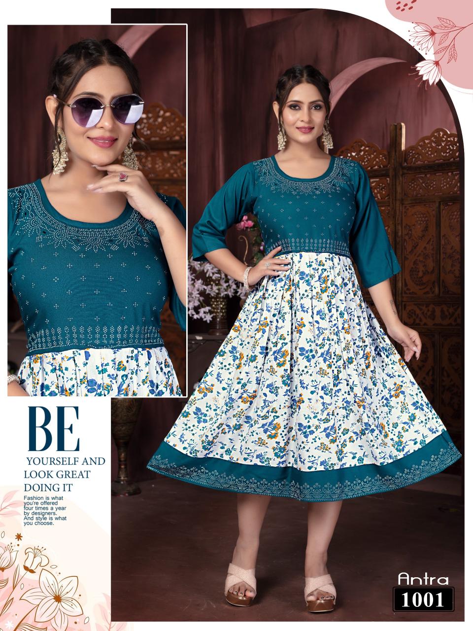 Trendy Antra Reyon Screen Print Kurti Wholesale Catalog