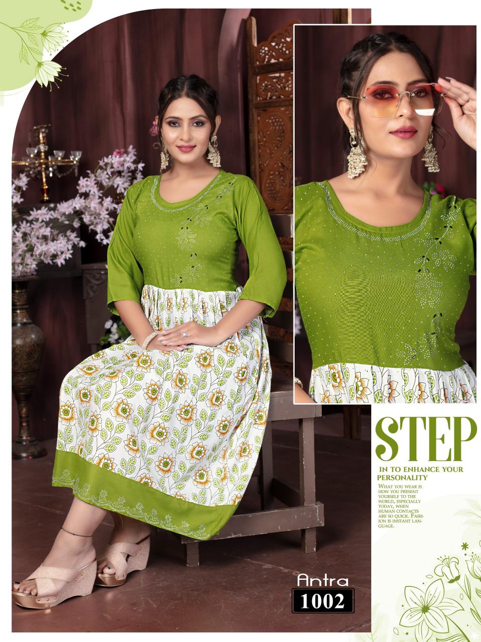 Trendy Antra Reyon Screen Print Kurti Wholesale Catalog