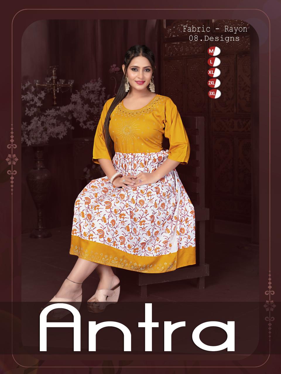 Trendy Antra Reyon Screen Print Kurti Wholesale Catalog