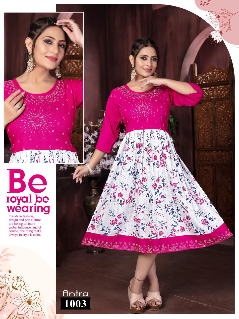 Trendy Antra Reyon Screen Print Kurti Wholesale Catalog