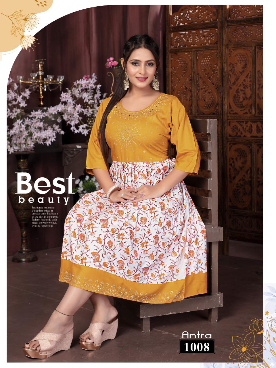 Trendy Antra Reyon Screen Print Kurti Wholesale Catalog