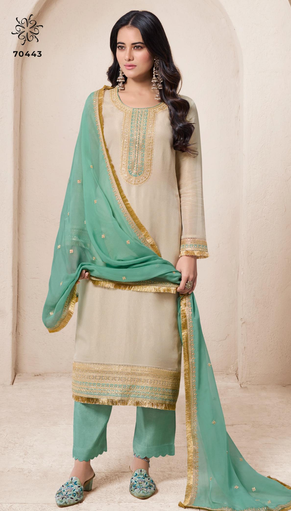 Vinay Kuleesh Sarla Organza Embroidered Salwar Kameez Wholesale Catalog 