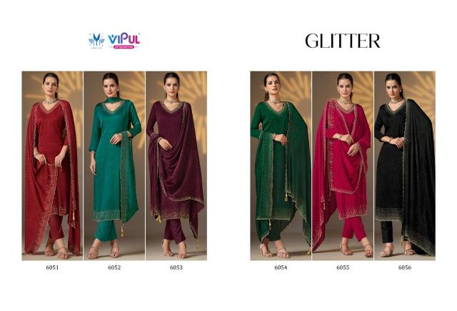 Vipul Glitter Chiffon Salwar Kameez Wholesale Catalog