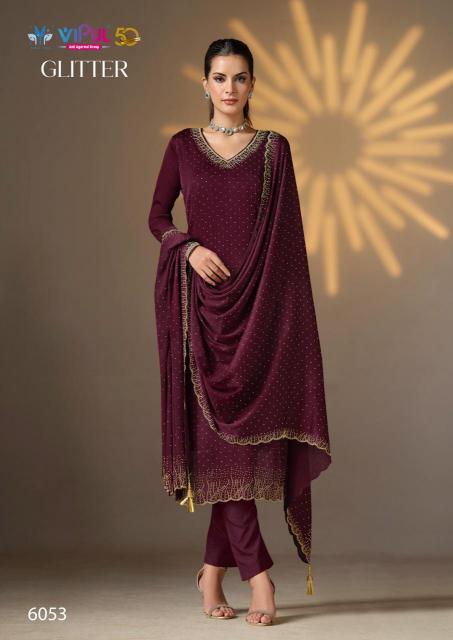 Vipul Glitter Chiffon Salwar Kameez Wholesale Catalog