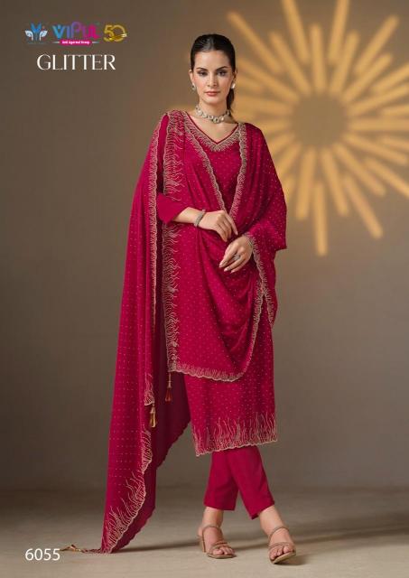 Vipul Glitter Chiffon Salwar Kameez Wholesale Catalog