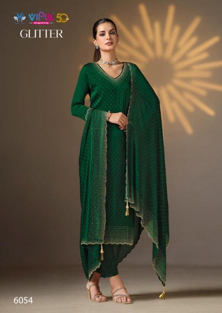 Vipul Glitter Chiffon Salwar Kameez Wholesale Catalog