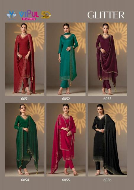 Vipul Glitter Chiffon Salwar Kameez Wholesale Catalog
