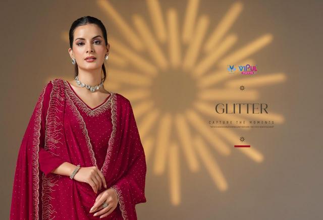 Vipul Glitter Chiffon Salwar Kameez Wholesale Catalog