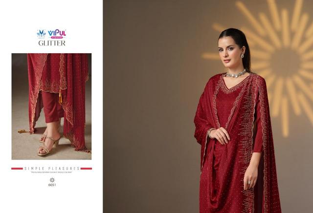 Vipul Glitter Chiffon Salwar Kameez Wholesale Catalog