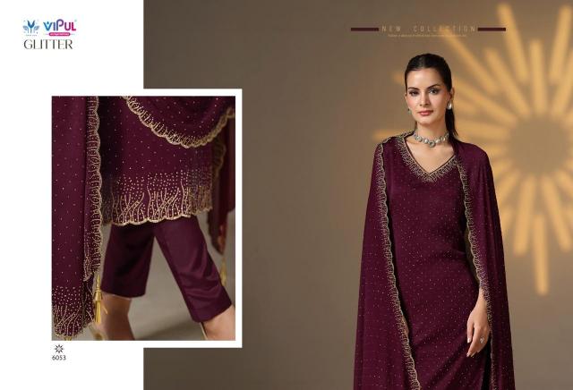 Vipul Glitter Chiffon Salwar Kameez Wholesale Catalog