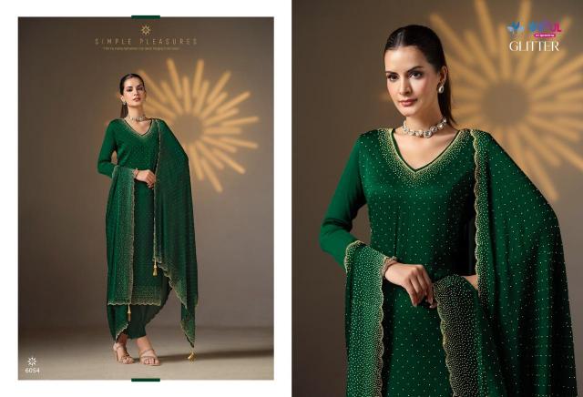 Vipul Glitter Chiffon Salwar Kameez Wholesale Catalog