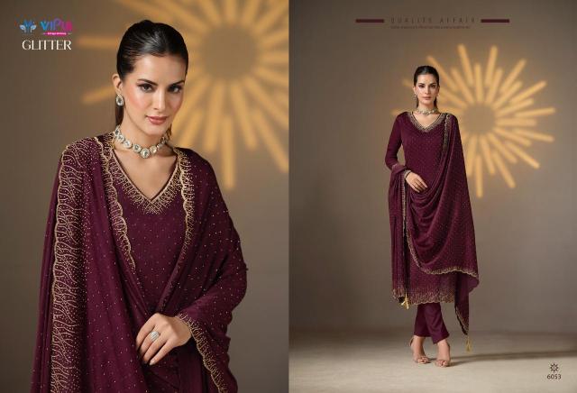 Vipul Glitter Chiffon Salwar Kameez Wholesale Catalog