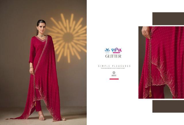 Vipul Glitter Chiffon Salwar Kameez Wholesale Catalog