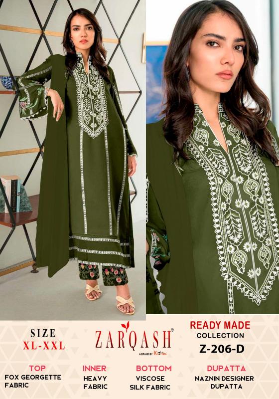 Zarqash Z 206 D To F Pakistani Ready Made Suits Wholesale Catalog