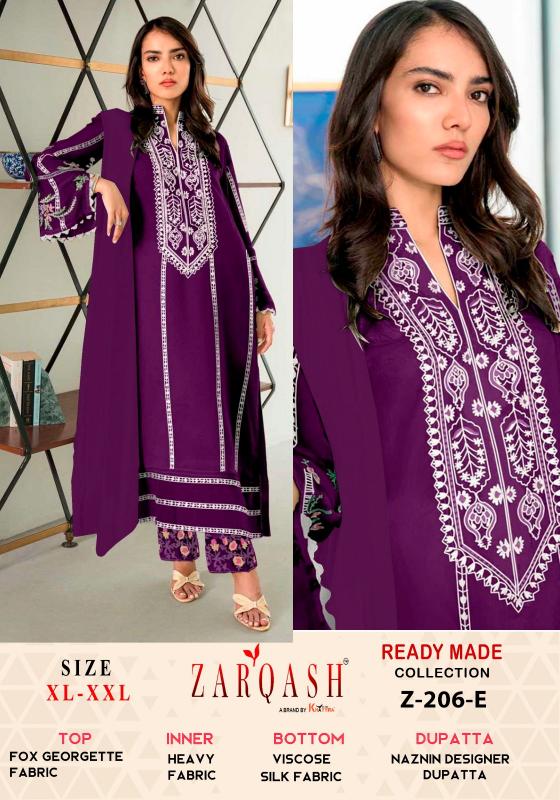 Zarqash Z 206 D To F Pakistani Ready Made Suits Wholesale Catalog