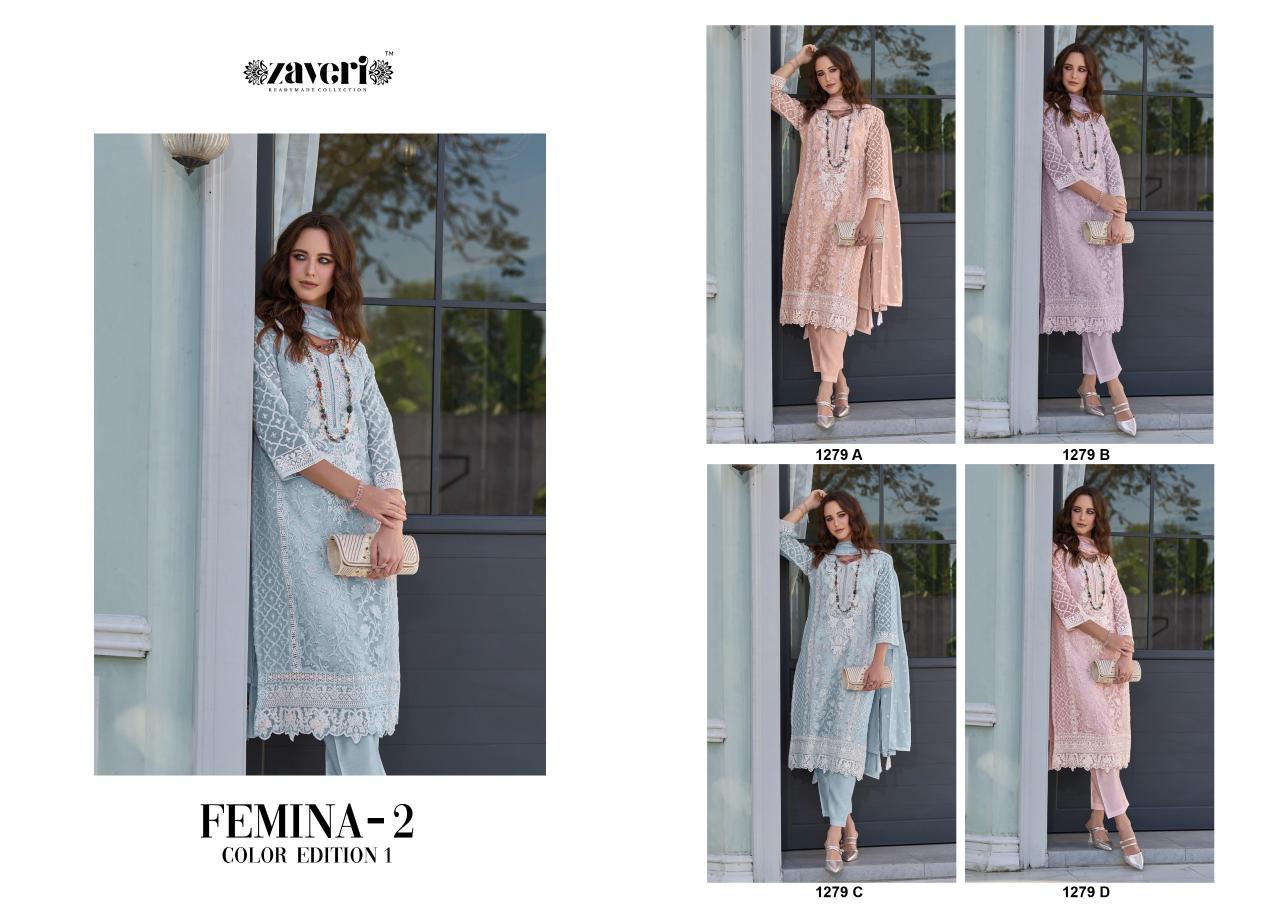 Zaveri Femina Vol 2 Color Edition 1 Soft organza with fancy embroidery Salwar Kameez Wholesale Catalog