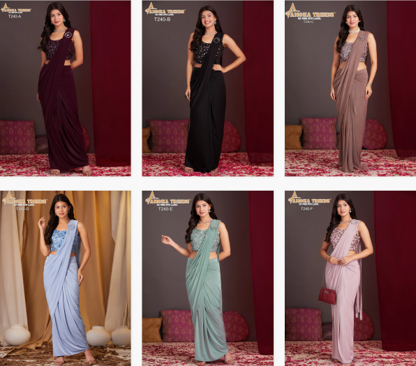 Amoha Trendz T240 Ready To Wear Saree Wholesale Catalog