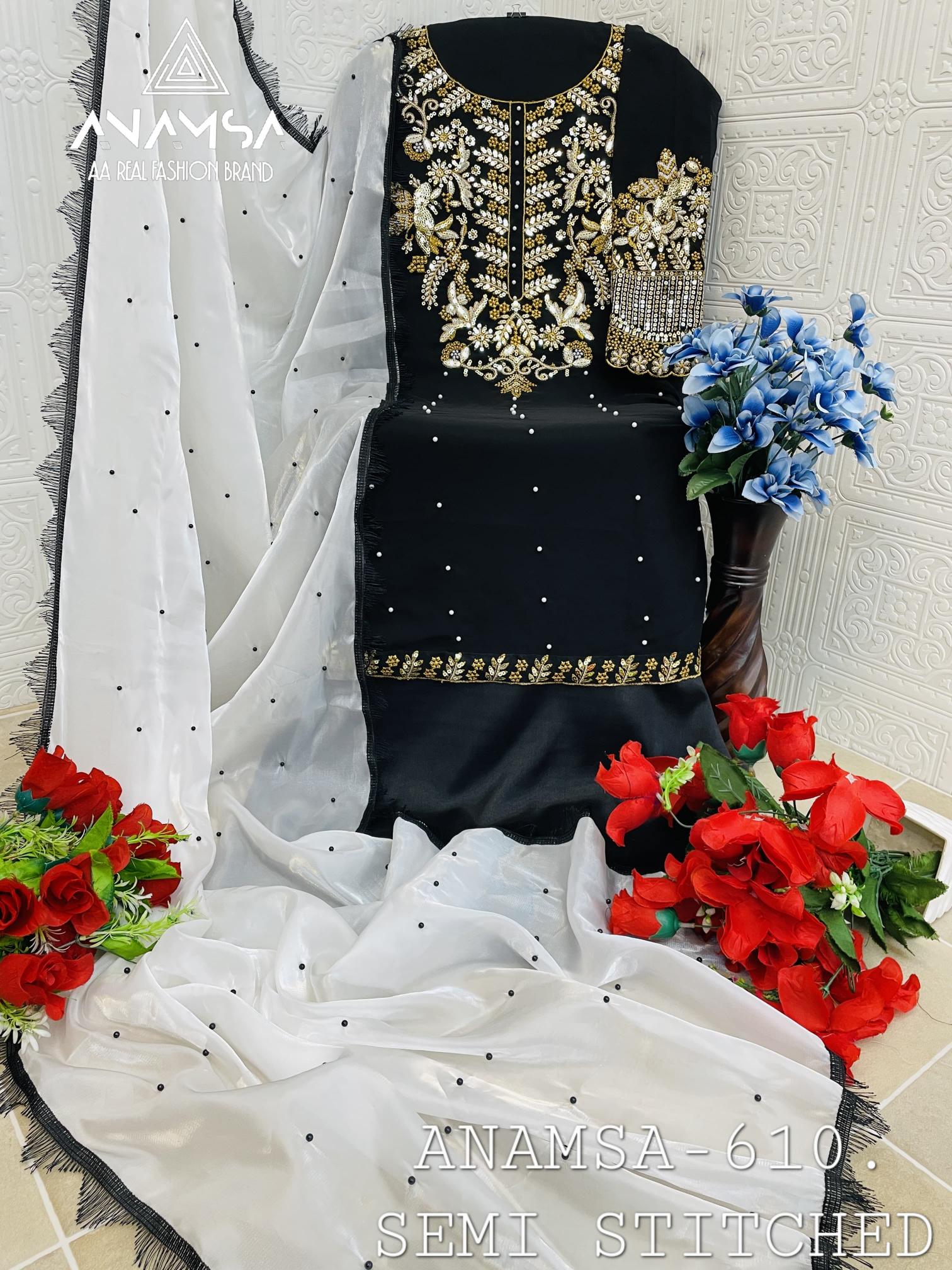 Anamsa 610 Georgette Embroidered original pakistani suits wholesale